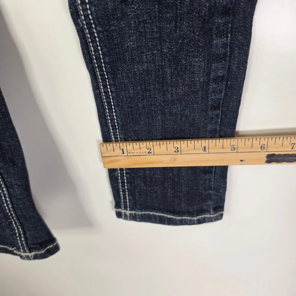 LA Idol USA Jeans Womens 0 W26 L31.5 Skinny Bling Rhinestone Thick Stitch Y2K